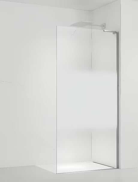 Walk-in dušo sienelė SAT Walk-in 100 cm, chromo spalvos, su skaidriu stiklu ir privatumo juosta