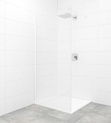 SAT Walk-in walk in Dušo-Sienelė 100 cm su skaidriu stiklu ir baltais profiliais