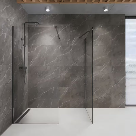 SAT Walk-in walk in Dušo-Sienelė 100 cm su skaidriu stiklu ir PVD Gun metal profiliais