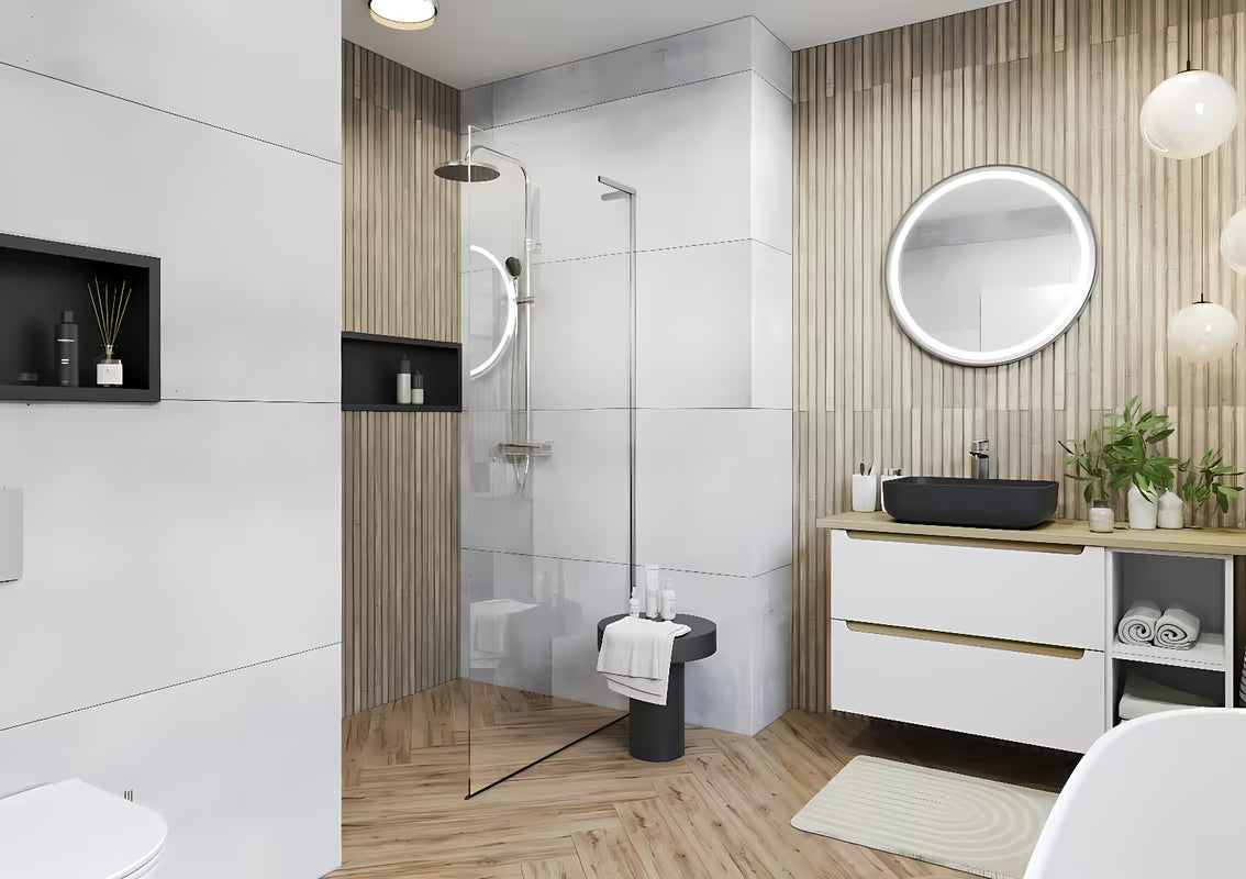 Walk-in dušo sienelė SAT Walk-in 100 cm, chromo spalvos, su skaidriu grūdintu stiklu ir Easy clean danga.