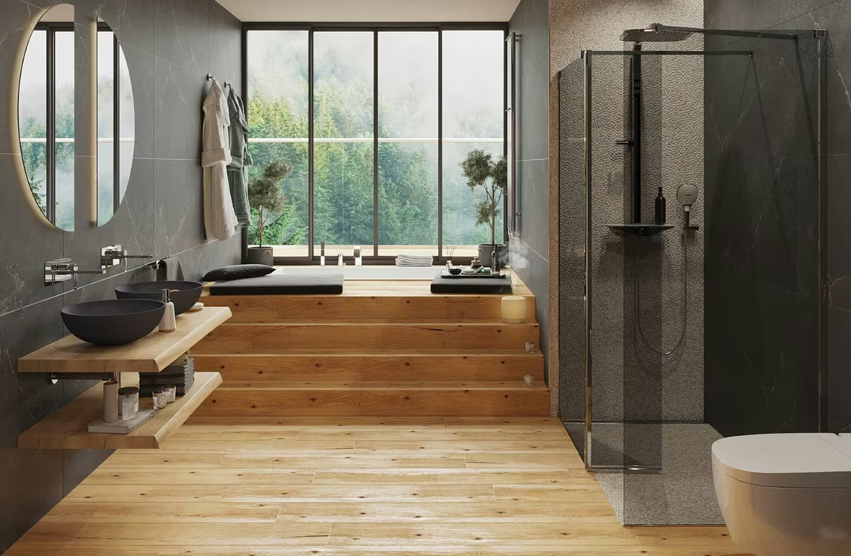 Walk-in dušo sienelė SAT Walk-in 110x90 cm, blizgaus chromo spalvos, su nepermatomu dūminio efekto stiklu.