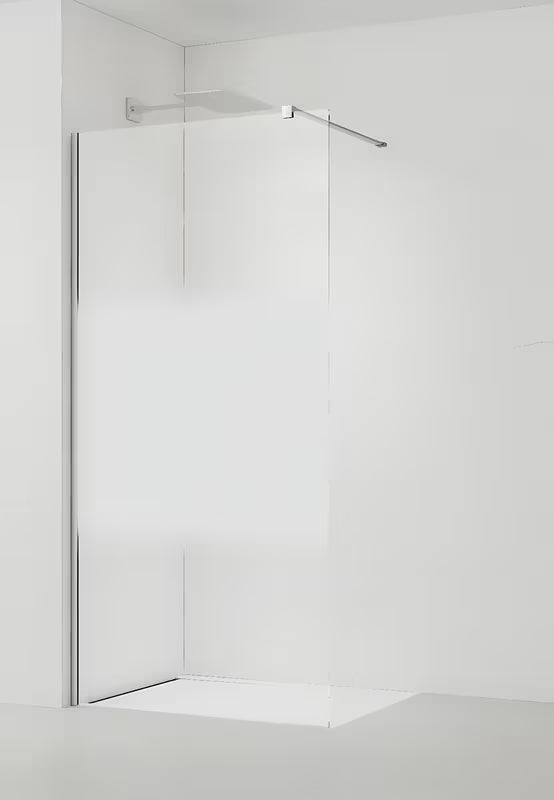 SAT Walk-in walk in Dušo-Sienelė 110 cm, chromo spalvos, su skaidriu stiklu ir privatumo juosta