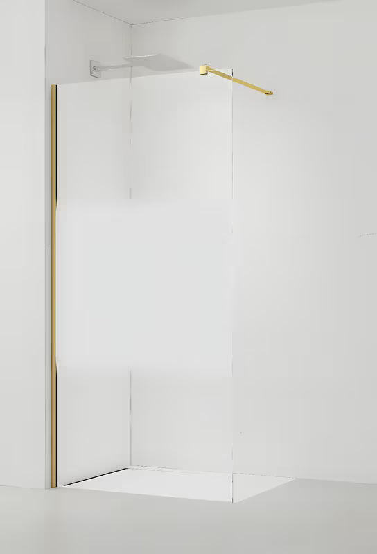 SAT Walk-in walk in Dušo-Sienelė 110 cm, blizgios aukso spalvos, su skaidriu stiklu ir matine juosta