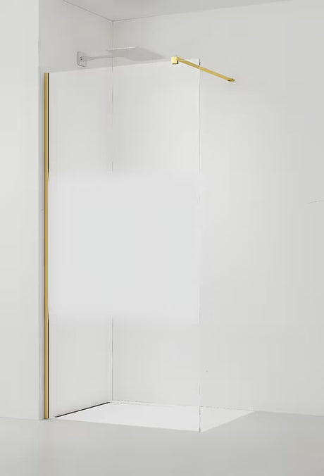SAT Walk-in walk in Dušo-Sienelė 110 cm, blizgios aukso spalvos, su skaidriu stiklu ir matine juosta