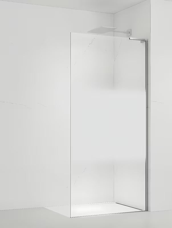 Walk-in dušo sienelė SAT Walk-in 110 cm, chromo spalvos, su skaidriu stiklu ir matine juosta