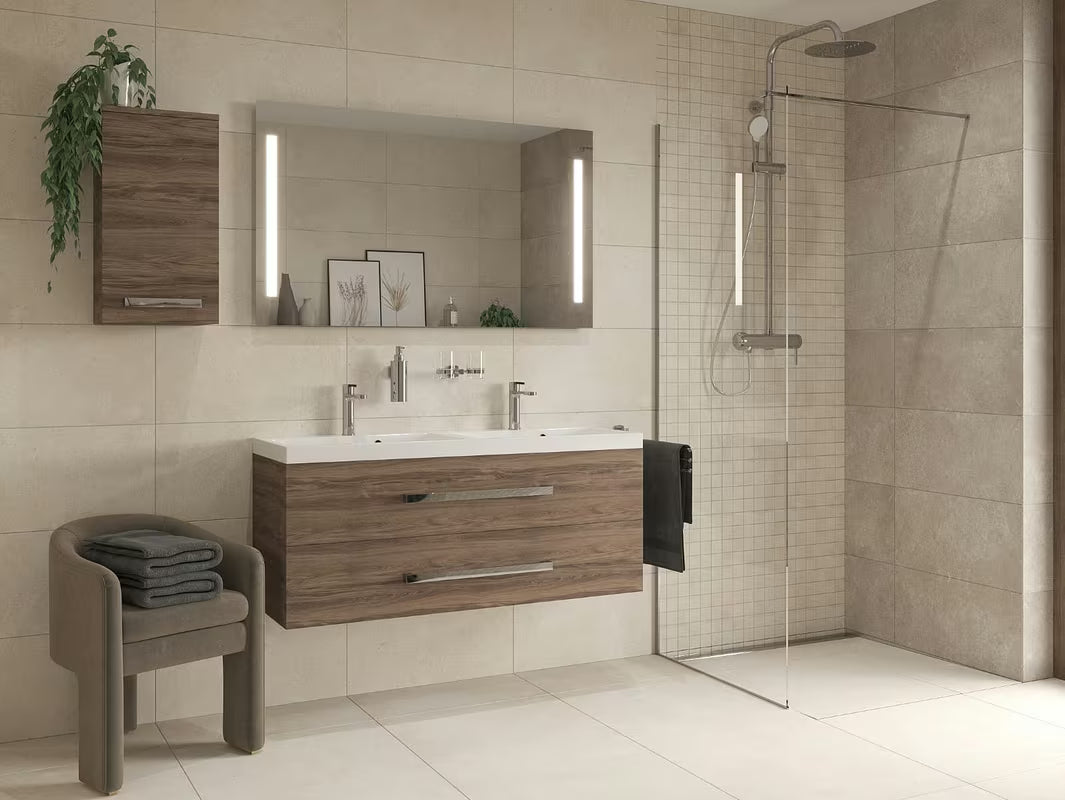 SAT Walk-in walk in Dušo-Sienelė 110 cm su skaidriu stiklu ir chromuotais profiliais