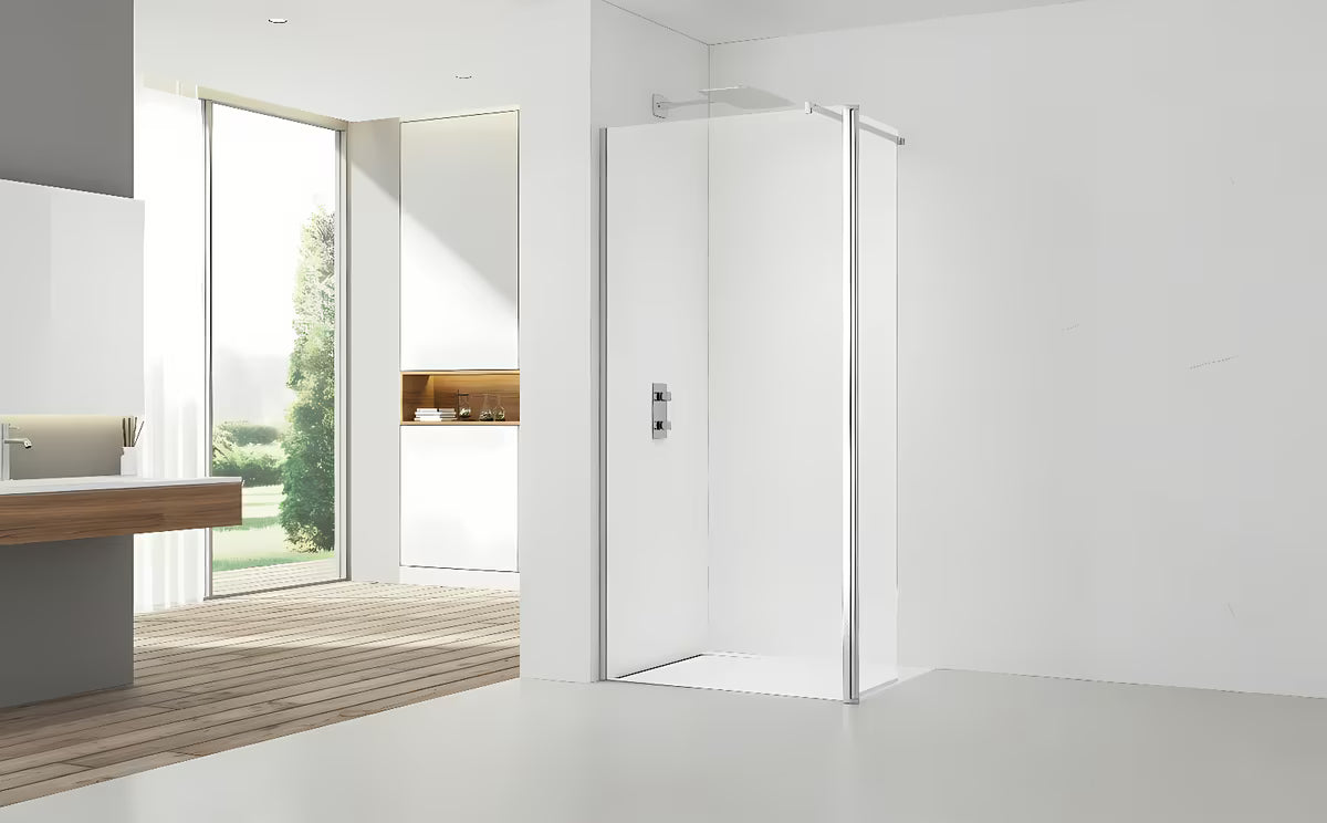 SAT Walk-in walk in Dušo-Sienelė 110 cm blizgaus chromo spalvos su skaidriu stiklu be dekoro