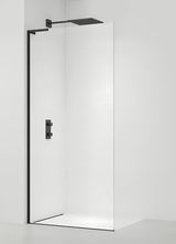 Walk-in dušo sienelė SAT Walk-in 110 cm, juodos matinės spalvos, su skaidriu stiklu