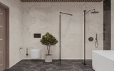 SAT Walk-in walk in Dušo-Sienelė 120x90 cm, juodos spalvos, su skaidriu stiklu ir Easy Clean danga