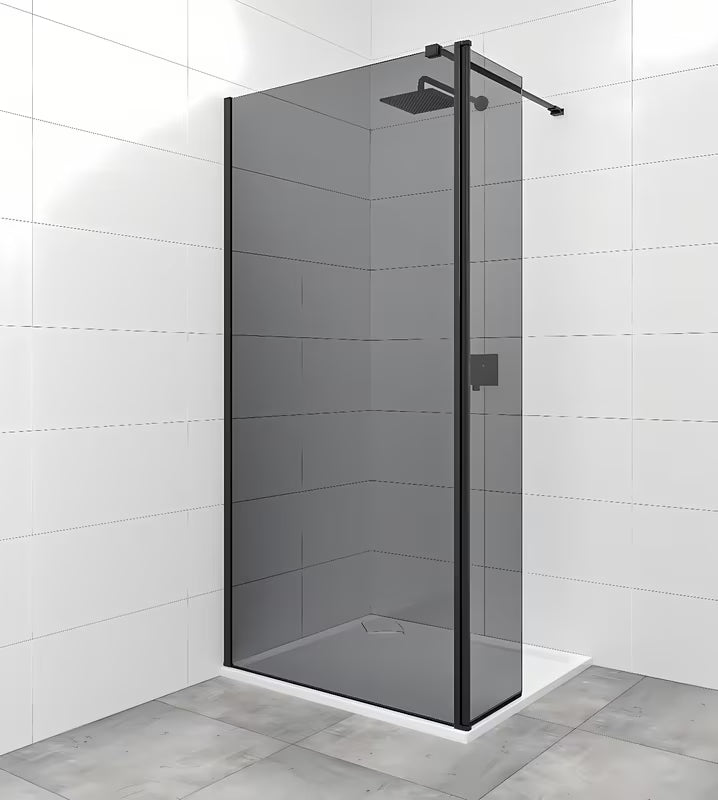 SAT Walk-in walk in Dušo-Sienelė 120 cm, juodos spalvos, su nepermatomu stiklu ir dūminiu efektu