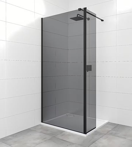 SAT Walk-in walk in Dušo-Sienelė 120 cm, juodos spalvos, su nepermatomu stiklu ir dūminiu efektu
