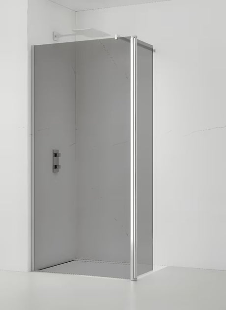 SAT Walk-in walk in Dušo-Sienelė 120 cm blizgaus chromo spalvos su nepermatomu dūminio efekto stiklu