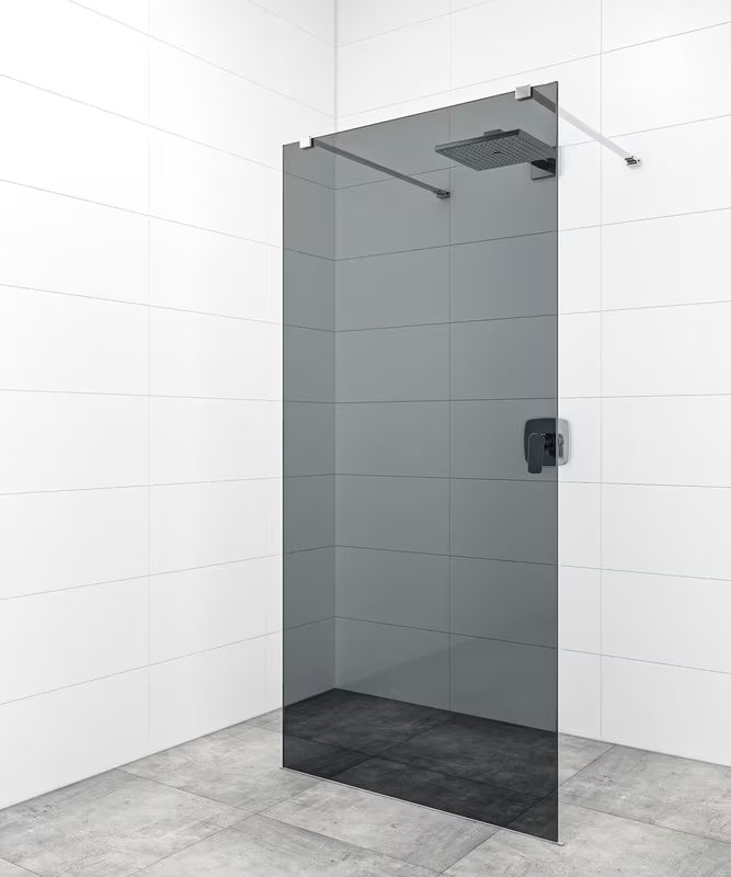 SAT Walk-in walk in Dušo-Sienelė 120 cm su skaidriu stiklu ir chromuotais tvirtinimo laikikliais