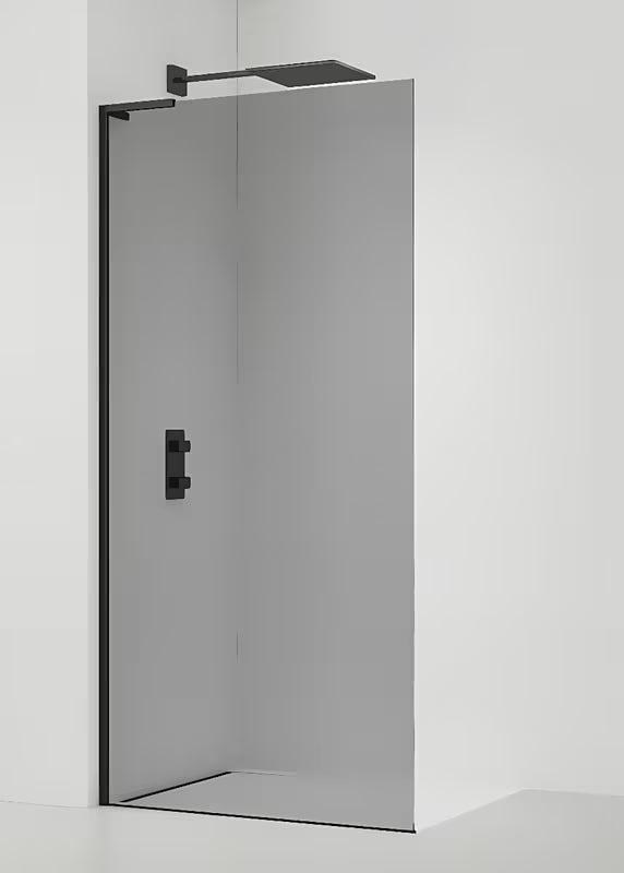 SAT Walk-in walk in Dušo-Sienelė 120 cm, juoda matinė apdaila, dūminio efekto dekoras