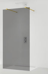 Walk-in dušo sienelė SAT Walk-in 120 cm su skaidriu stiklu ir blizgiais auksiniais laikikliais