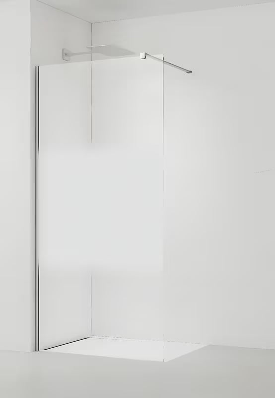 Walk-in dušo sienelė SAT Walk-in 120 cm chromo spalvos su skaidriu stiklu ir matine juosta