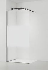Juoda walk-in dušo sienelė SAT Walk-in 120 cm su skaidriu stiklu ir matine juosta