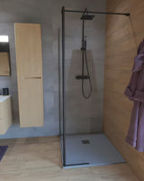 SAT Walk-in walk in Dušo-Sienelė 120 cm juodos spalvos su skaidriu stiklu be dekoro