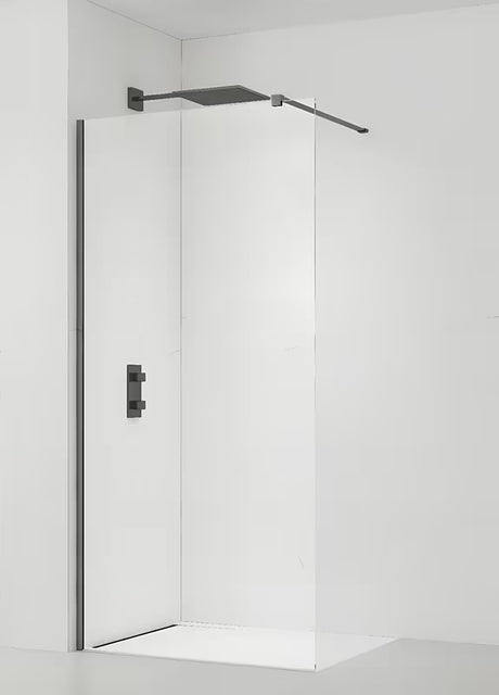 Walk-in dušo sienelė SAT Walk-in 120 cm, su skaidriu stiklu ir PVD Gun metal profiliais