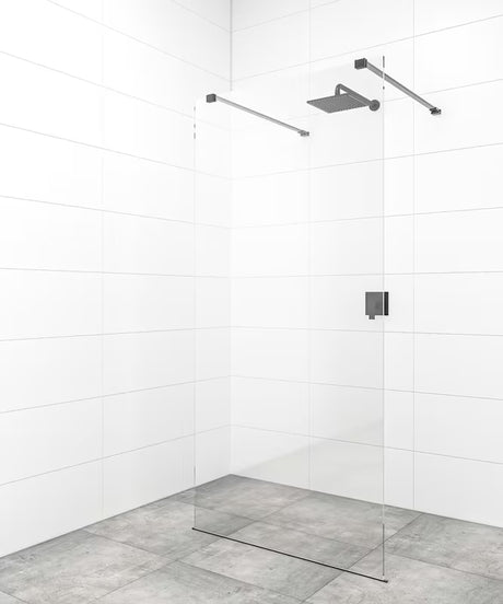 Juoda walk-in dušo sienelė SAT Walk-in 120 cm iš skaidraus grūdinto stiklo su EasyClean danga.