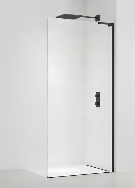 Walk-in dušo sienelė SAT Walk-in 120 cm, juodos matinės spalvos, su skaidriu grūdintu stiklu