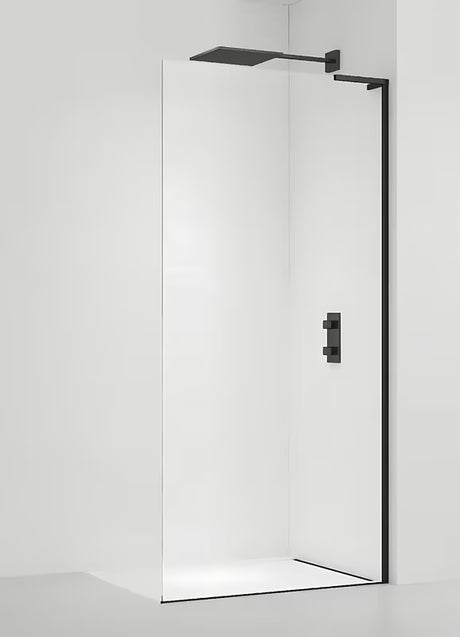 Walk-in dušo sienelė SAT Walk-in 120 cm, juodos matinės spalvos, su skaidriu grūdintu stiklu