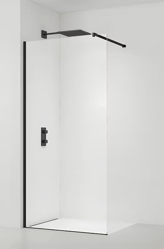 SAT Walk-in walk in Dušo-Sienelė 130 cm, juodos spalvos, su skaidriu grūdintu stiklu