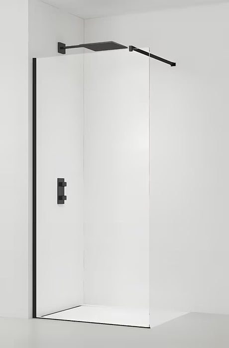 SAT Walk-in walk in Dušo-Sienelė 130 cm, juodos spalvos, su skaidriu grūdintu stiklu