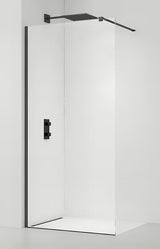 Walk-in dušo sienelė SAT Walk-in 130 cm su skaidriu stiklu ir juodos spalvos profiliais