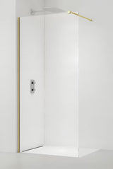 Walk-in dušo sienelė SAT Walk-in 130 cm iš skaidraus stiklo su žalvario profiliais