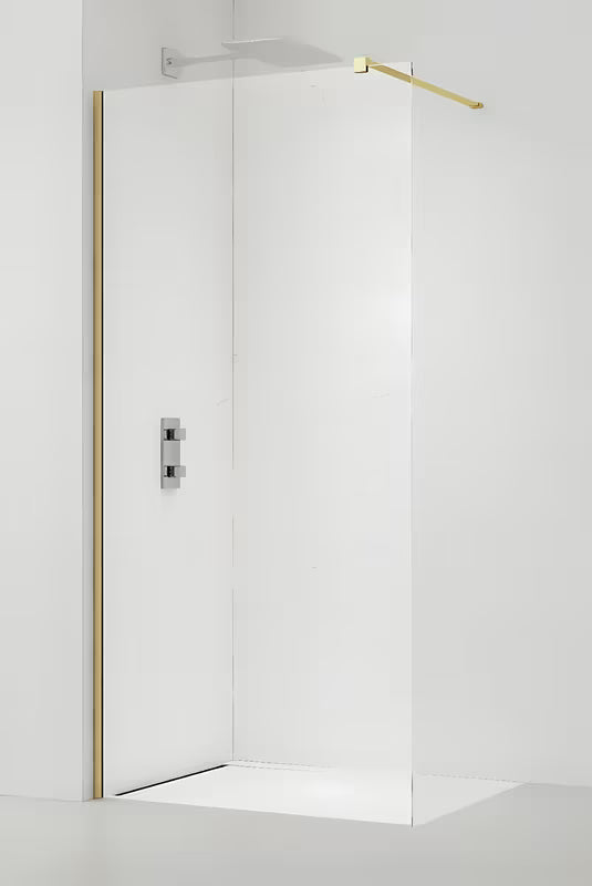 Walk-in dušo sienelė SAT Walk-in 130 cm iš skaidraus stiklo su žalvario profiliais