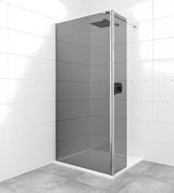 SAT Walk-in walk in Dušo-Sienelė 140 cm blizgaus chromo spalvos su nepermatomu stiklu ir dūminiu efektu