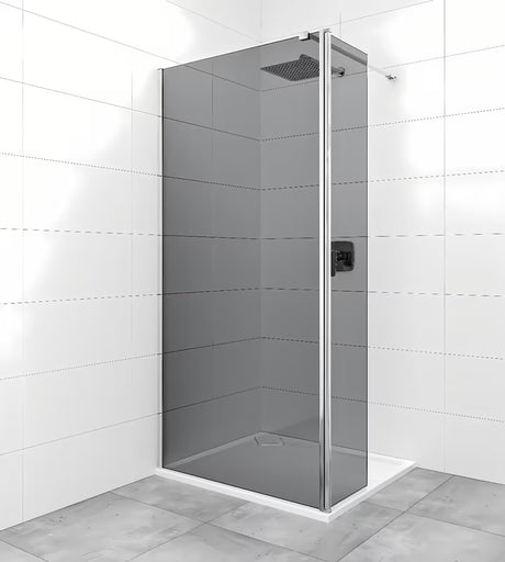 SAT Walk-in walk in Dušo-Sienelė 140 cm blizgaus chromo spalvos su nepermatomu stiklu ir dūminiu efektu