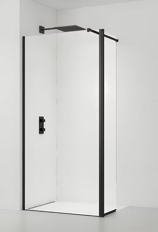 SAT Walk-in walk in Dušo-Sienelė 140 cm, juodos spalvos, su skaidriu stiklu be dekoro