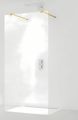 SAT Walk-in walk in Dušo-Sienelė 140 cm berėmė su auksinės spalvos tvirtinimo laikikliais
