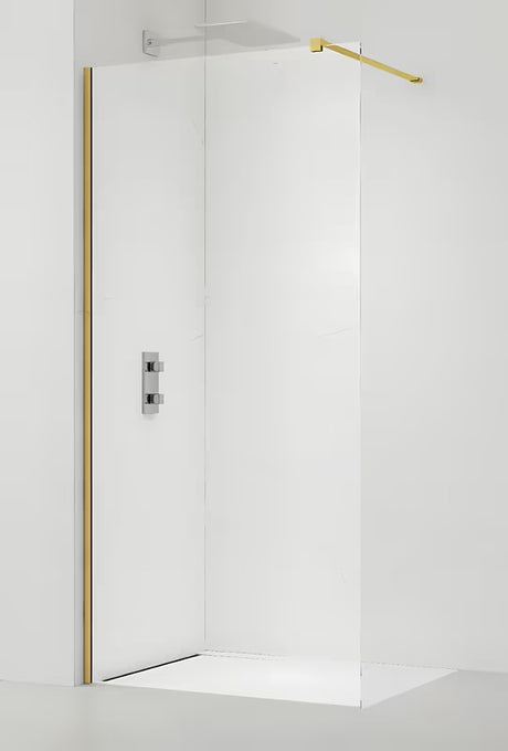 Walk-in dušo sienelė SAT Walk-in 150 cm su auksiniais profiliais ir skaidriu grūdintu stiklu