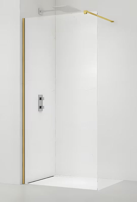 Walk-in dušo sienelė SAT Walk-in 150 cm su auksiniais profiliais ir skaidriu grūdintu stiklu