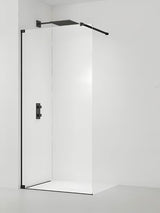 Dušo sienelė SAT Walk-In 60 cm, juodos spalvos, su skaidriu stiklu ir stabilizatoriumi