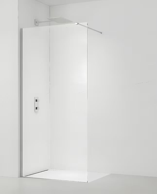 Dušo sienelė SAT Walk-in 60x200 cm su skaidriu stiklu ir blizgaus chromo profiliais.