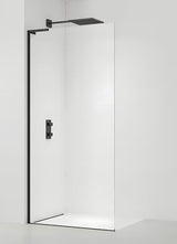 Walk-in dušo sienelė SAT Walk-in 60 cm, juodos matinės spalvos, su skaidriu stiklu, berėmė.
