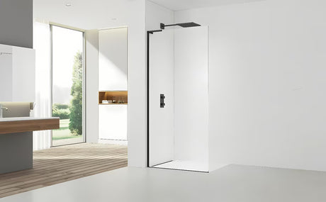Walk-in dušo sienelė SAT Walk-in 60 cm, juodos matinės spalvos, su skaidriu stiklu, berėmė.