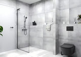 Walk-in dušo sienelė SAT Walk-in 60 cm, juodos matinės spalvos, su skaidriu stiklu, berėmė.