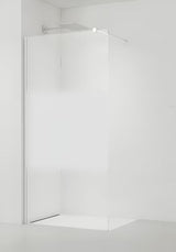Balta walk-in dušo sienelė SAT Walk-in su skaidriu stiklu ir matine juosta