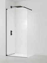 Walk in dušo-sienelė SAT Walk-in 70 cm, su skaidriu stiklu ir juodais matiniais profiliais