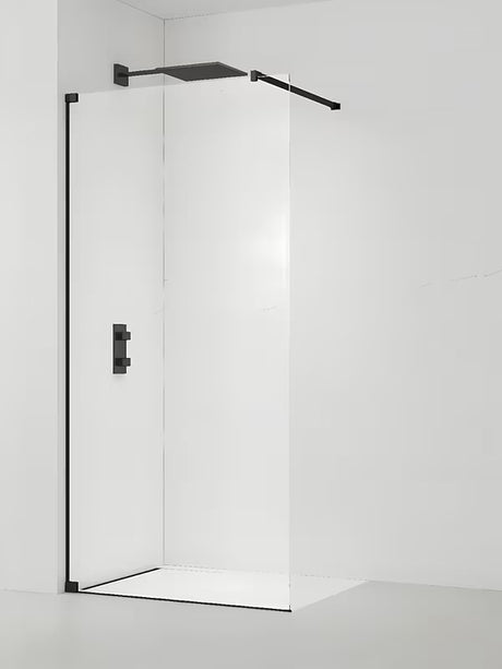Walk in dušo-sienelė SAT Walk-in 70 cm, su skaidriu stiklu ir juodais matiniais profiliais