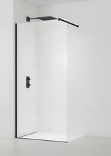 Walk-in dušo sienelė SAT Walk-in 70 cm, su skaidriu stiklu ir juodais matiniais profiliais