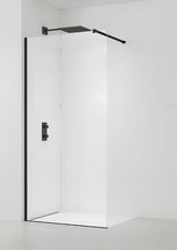 Walk-in dušo sienelė SAT Walk-in 70 cm, su skaidriu stiklu ir juodais matiniais profiliais