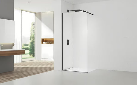 Walk-in dušo sienelė SAT Walk-in 70 cm, su skaidriu stiklu ir juodais matiniais profiliais