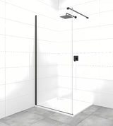 Walk-in dušo sienelė SAT Walk-in 70 cm, su skaidriu stiklu ir juodais matiniais profiliais