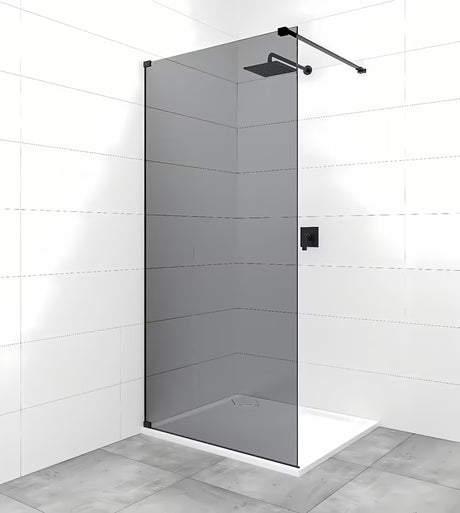 SAT Walk-in walk in Dušo-Sienelė 80 cm juodos spalvos su nepermatomu dūminiu stiklu